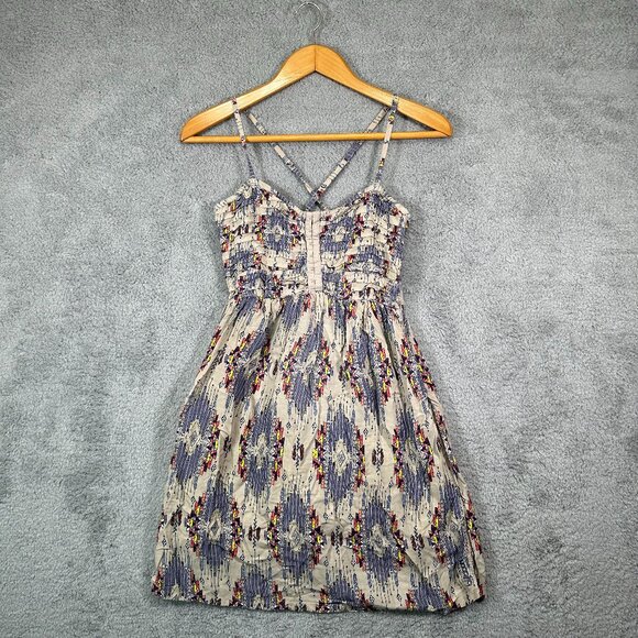Billabong Dresses & Skirts - Billabong Aztec Triangle Geo Mini Dress Women's Cross Back Size L